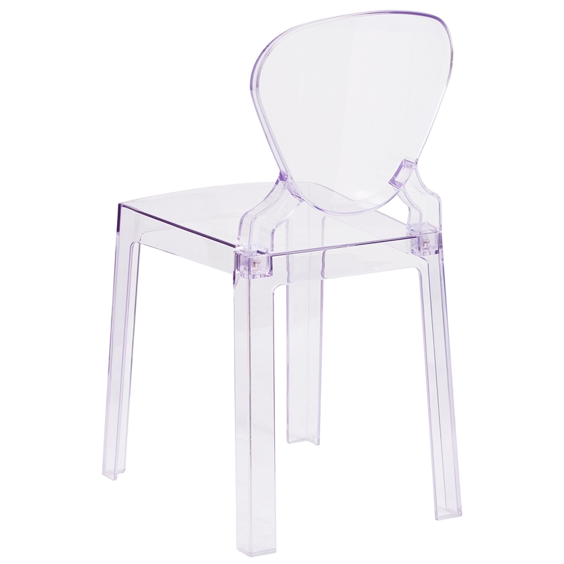 Pemberly Row Modern / Contemporary Tear Back Ghost Chair in Transparent Crystal