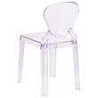 Pemberly Row Modern / Contemporary Tear Back Ghost Chair in Transparent Crystal