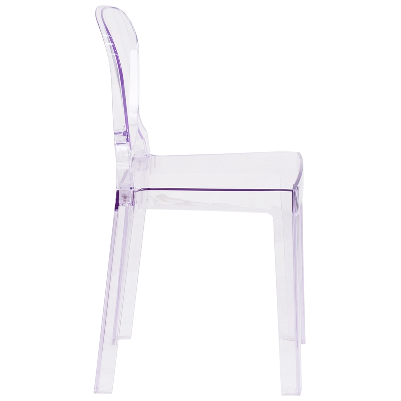 Pemberly Row Modern / Contemporary Tear Back Ghost Chair in Transparent Crystal