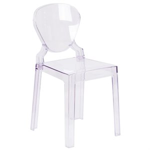 pemberly row modern / contemporary tear back ghost chair in transparent crystal