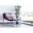 Pemberly Row Upholstered Modern Leather & Iron Club Chair in Brown/Black