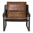 Pemberly Row Upholstered Modern Leather & Iron Club Chair in Brown/Black