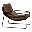 Pemberly Row Upholstered Modern Leather & Iron Club Chair in Brown/Black