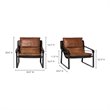 Pemberly Row Upholstered Modern Leather & Iron Club Chair in Brown/Black