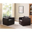 Pemberly Row Modern Vinyl Upholstered Accent Chair with Arm Rests in Brown