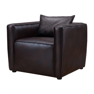 Pemberly Row Modern Vinyl Upholstered Accent Chair with Arm Rests in Brown