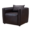 Pemberly Row Modern Vinyl Upholstered Accent Chair with Arm Rests in Brown