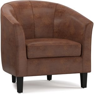 Pemberly Row 30&quot Contemporary Tub Chair in Saddle Brown Faux Leather