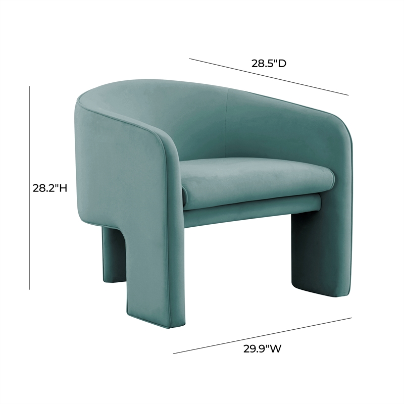 Pemberly Row Modern / Contemporary Sea Blue Velvet Accent Chair