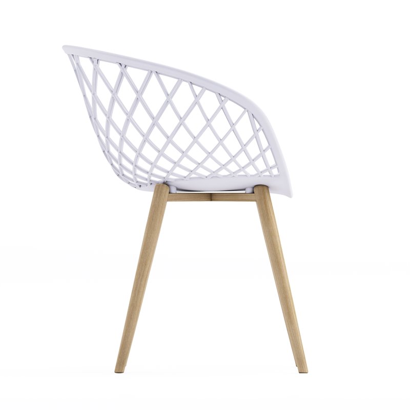 Pemberly Row Steel Chair 2 Piece Set in White & Natural Finish