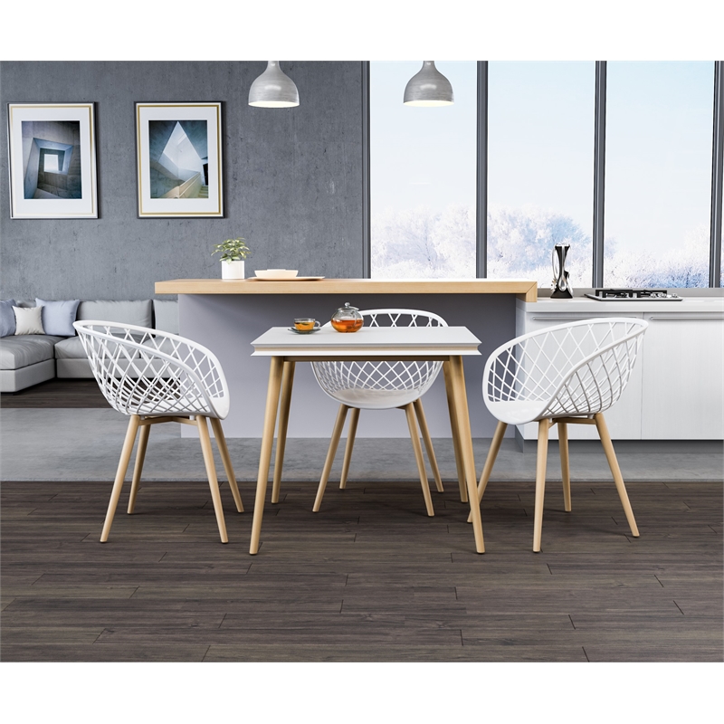 Pemberly Row Steel Chair 2 Piece Set in White & Natural Finish