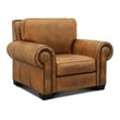 Pemberly Row Top Grain Hand Antiqued Leather Armchair in Tan