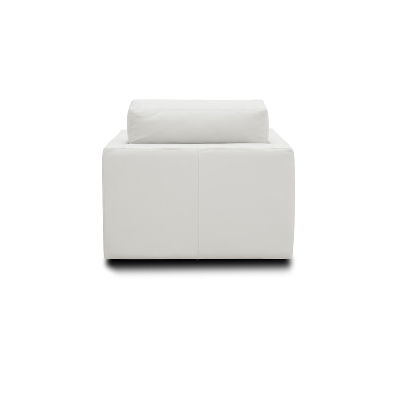 Pemberly Row Modern Top Grain Leather Swivel Armchair in White