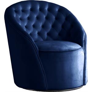 Pemberly Row 18&quot Contemporary Tufted Velvet Swivel Accent Chair in Navy