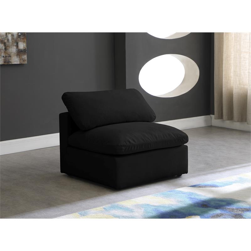 Pemberly Row Modern / Contemporary Standard Black Velvet Modular Armless Chair