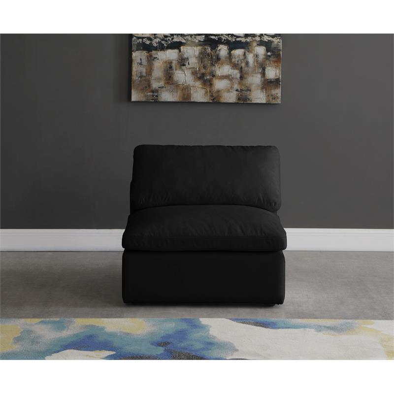 Pemberly Row Modern / Contemporary Standard Black Velvet Modular Armless Chair