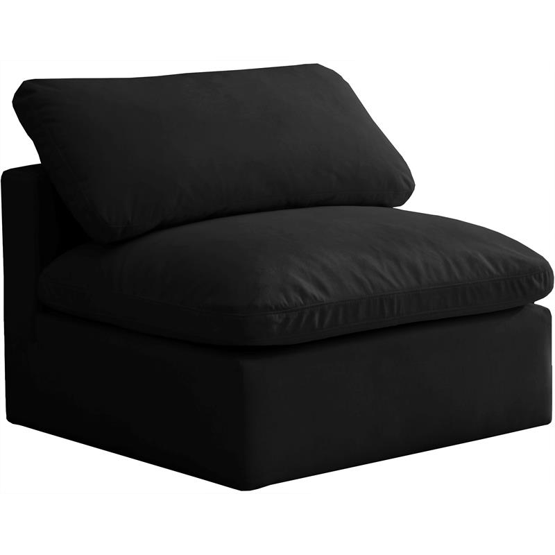 Pemberly Row Modern / Contemporary Standard Black Velvet Modular Armless Chair
