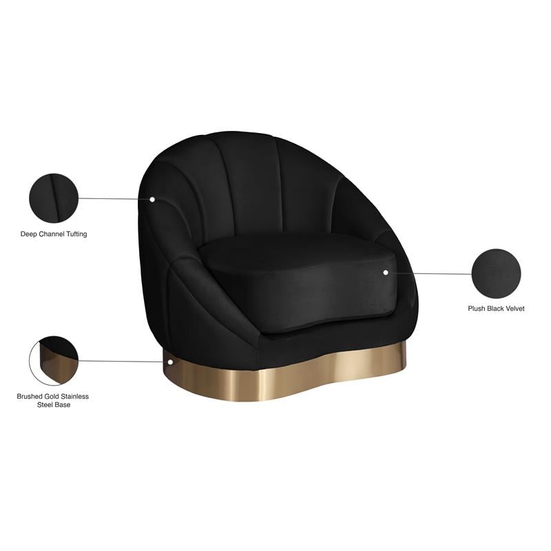 Pemberly Row Modern / Contemporary Black Finish Velvet Chair