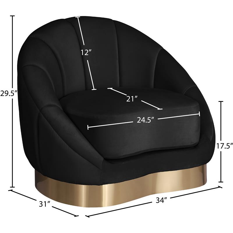 Pemberly Row Modern / Contemporary Black Finish Velvet Chair