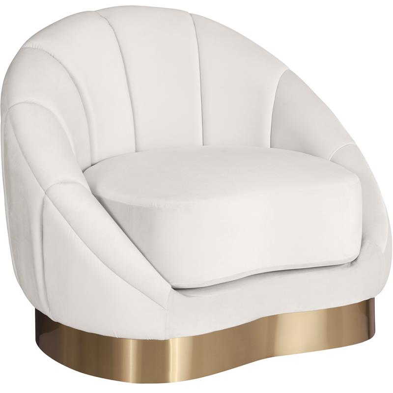 Pemberly Row Modern / Contemporary Cream Finish Velvet Chair