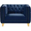 Pemberly Row Contemporary Velvet and Iron Chair in Soft Navy