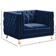 Pemberly Row Contemporary Velvet and Iron Chair in Soft Navy
