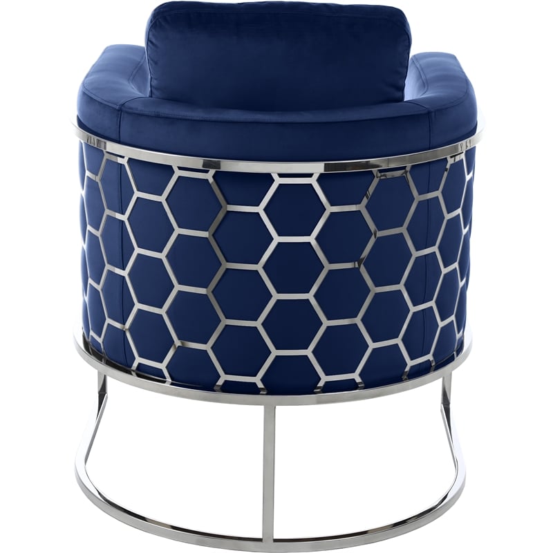 Pemberly Row Contemporary Velvet Upholstered Chair in Soft Navy/Chrome