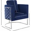 Pemberly Row Contemporary Velvet Upholstered Chair in Soft Navy/Chrome