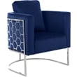 Pemberly Row Contemporary Velvet Upholstered Chair in Soft Navy/Chrome