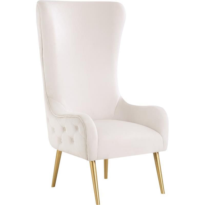 Pemberly Row Modern / Contemporary Cream Velvet Accent Chair