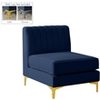 Pemberly Row Contemporary Velvet Armless Chair with Deep Channel Tufting in Navy