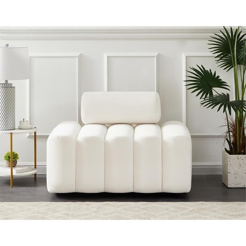 Pemberly Row Modern / Contemporary Cream Finish Velvet Chair
