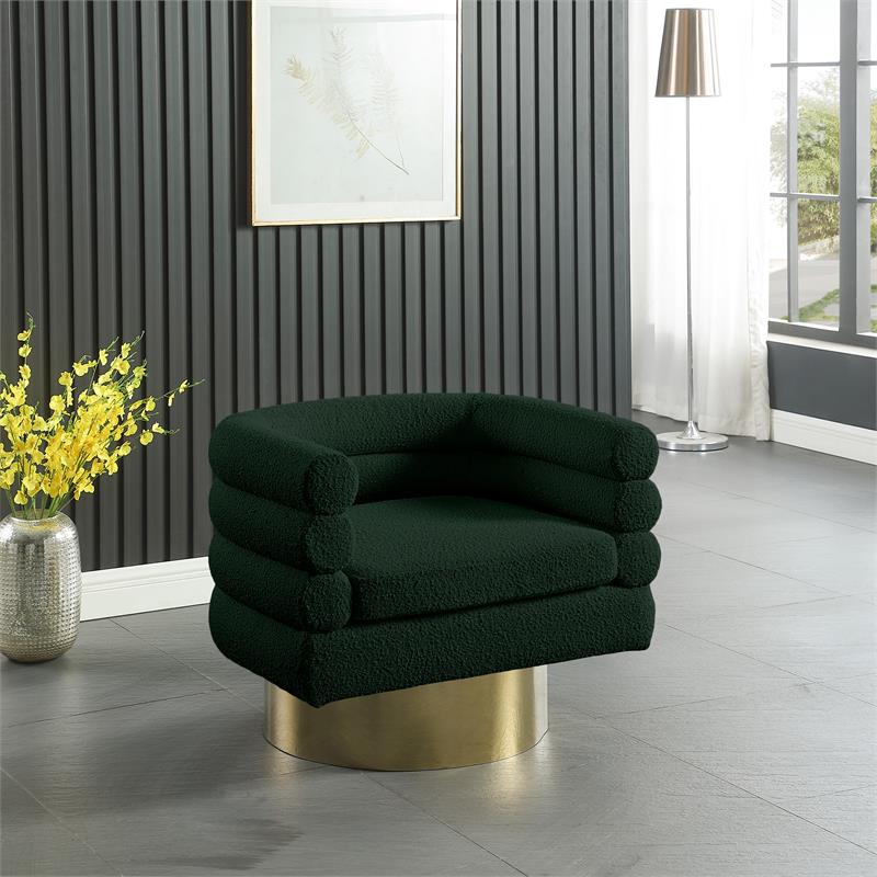 Pemberly Row Contemporary Boucle Fabric Swivel Accent Chair in Green
