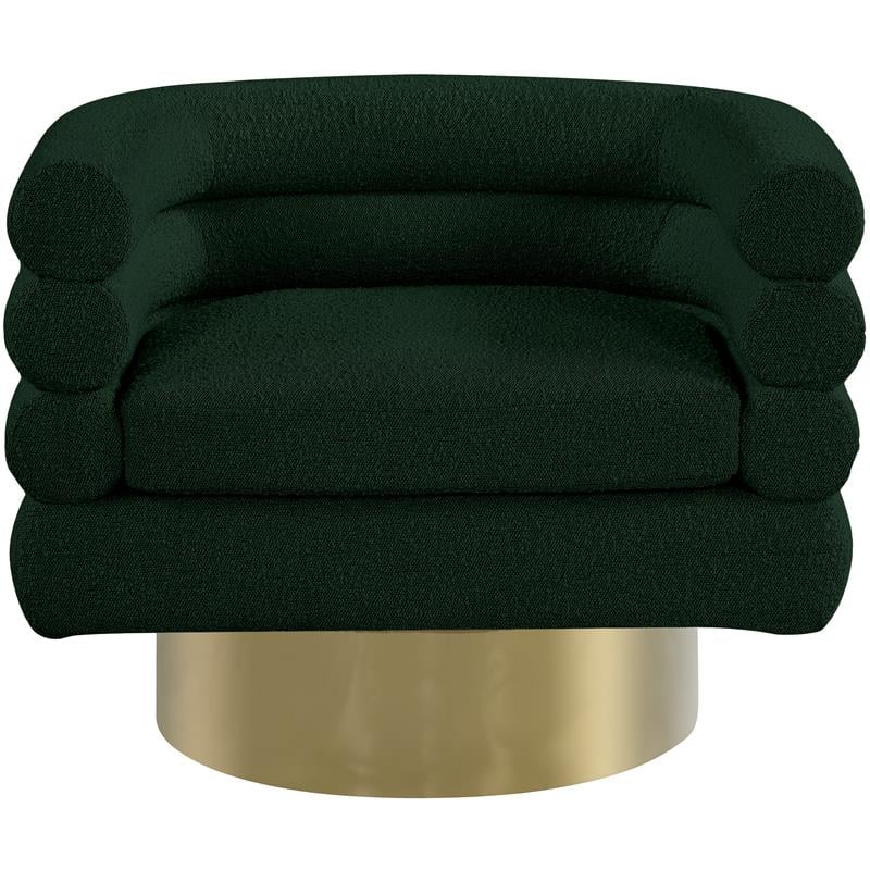 Pemberly Row Contemporary Boucle Fabric Swivel Accent Chair in Green