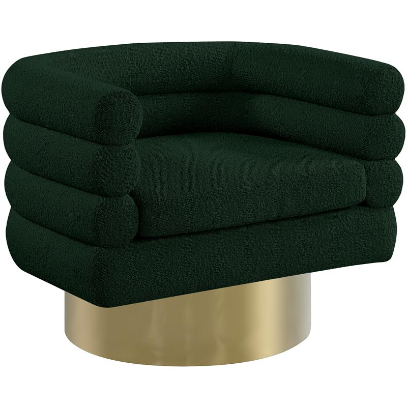 Pemberly Row Contemporary Boucle Fabric Swivel Accent Chair in Green