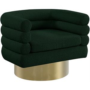 Pemberly Row Contemporary Boucle Fabric Swivel Accent Chair in Green