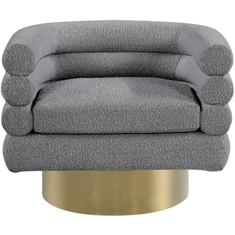 Pemberly Row Contemporary Boucle Fabric Swivel Accent Chair in Gray