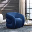 Pemberly Row Contemporary Velvet Accent Chair With Curved Back in Soft Navy