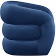 Pemberly Row Contemporary Velvet Accent Chair With Curved Back in Soft Navy