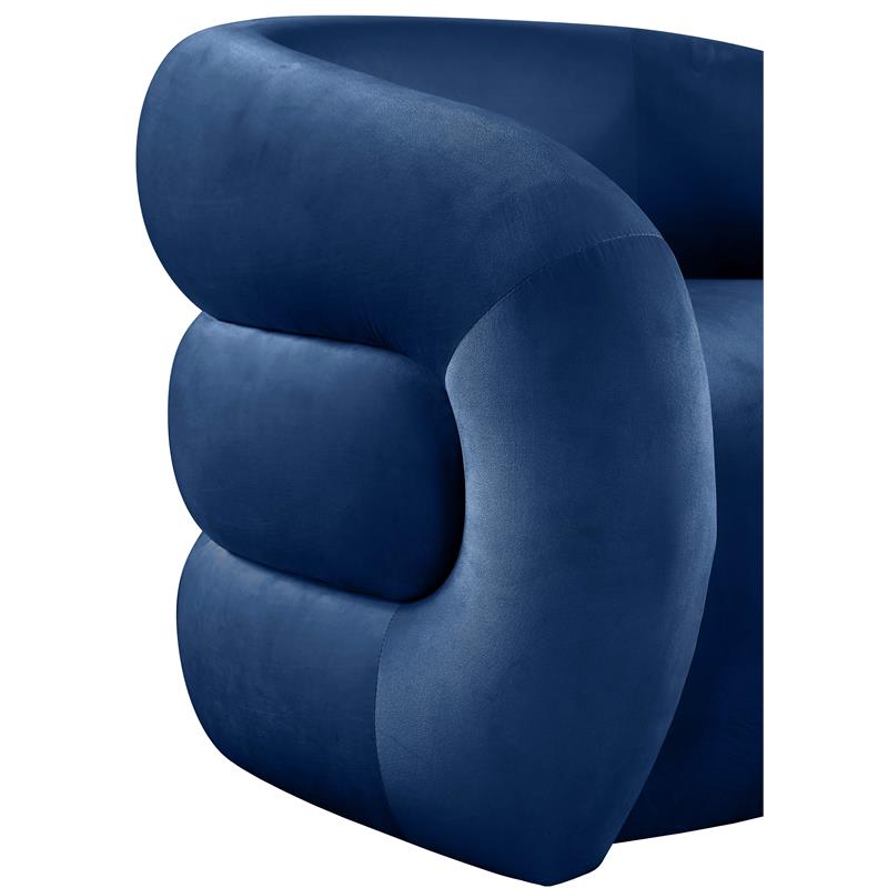 Pemberly Row Contemporary Velvet Accent Chair With Curved Back in Soft Navy