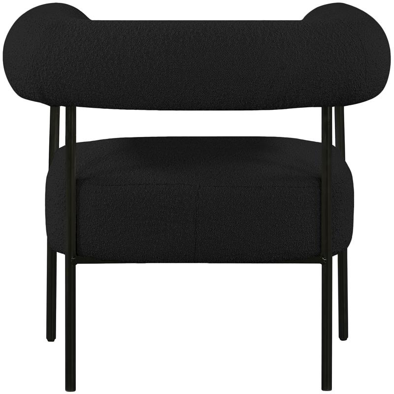 Pemberly Row Contemporary Boucle Fabric/Metal Accent Chair in Black