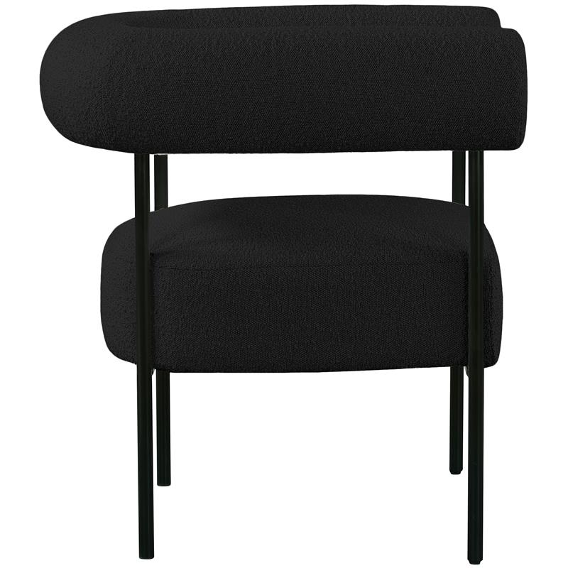Pemberly Row Contemporary Boucle Fabric/Metal Accent Chair in Black