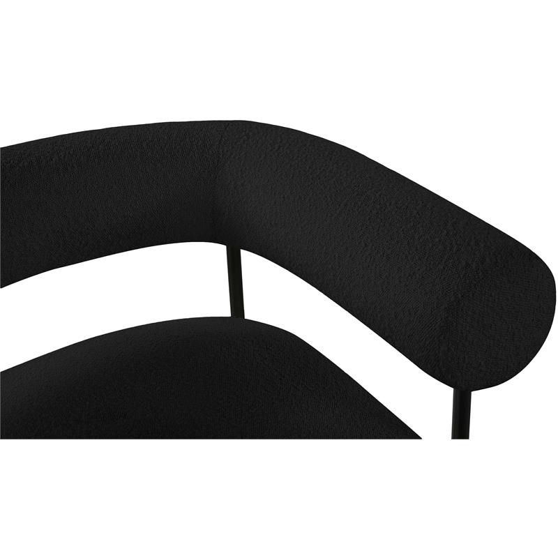 Pemberly Row Contemporary Boucle Fabric/Metal Accent Chair in Black