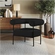 Pemberly Row Contemporary Boucle Fabric/Metal Accent Chair in Black