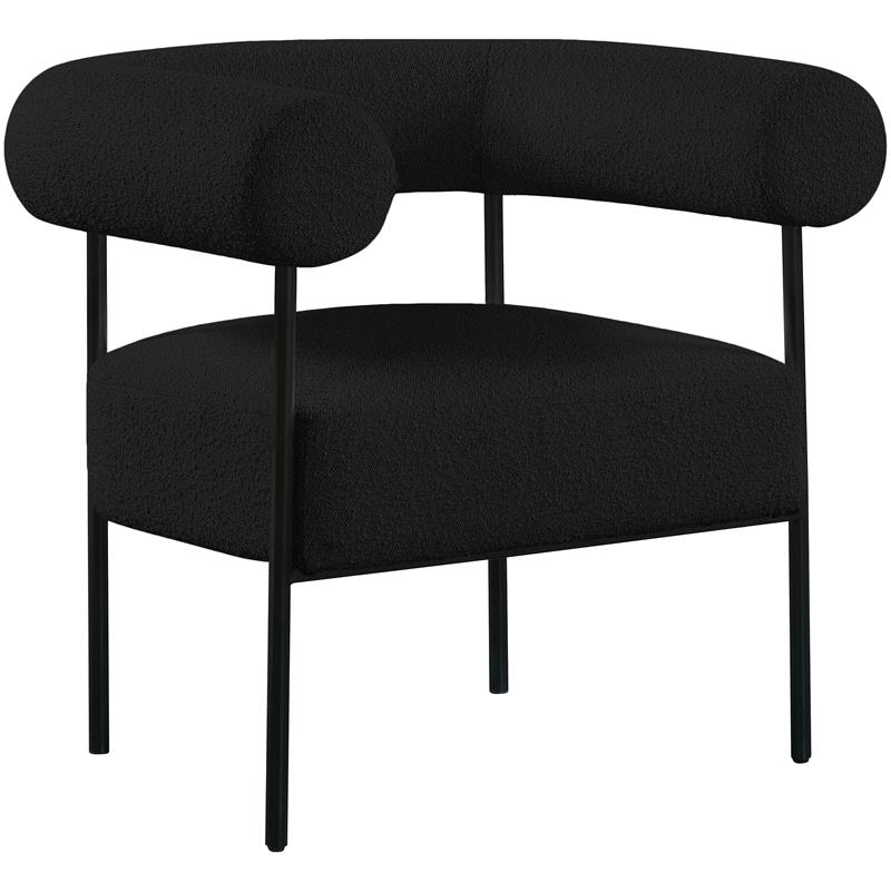 Pemberly Row Contemporary Boucle Fabric/Metal Accent Chair in Black