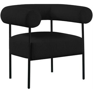 Pemberly Row Contemporary Boucle Fabric/Metal Accent Chair in Black