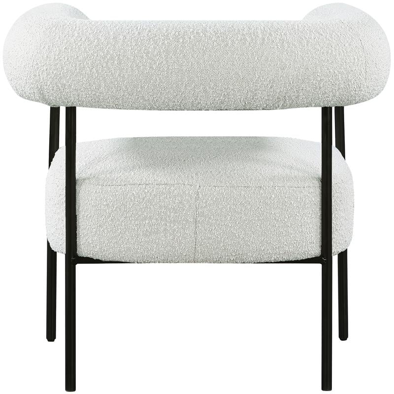 Pemberly Row Contemporary Boucle Fabric/Metal Accent Chair in Cream