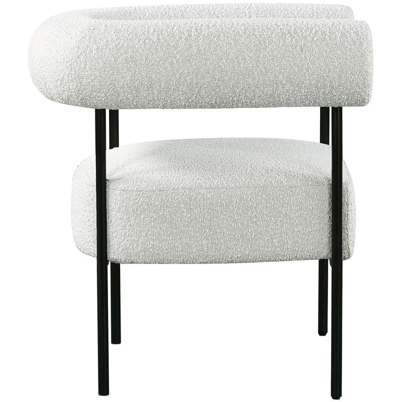 Pemberly Row Contemporary Boucle Fabric/Metal Accent Chair in Cream