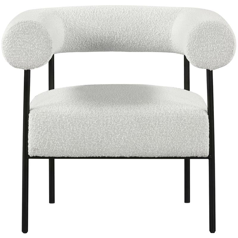 Pemberly Row Contemporary Boucle Fabric/Metal Accent Chair in Cream