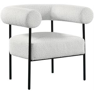 Pemberly Row Contemporary Boucle Fabric/Metal Accent Chair in Cream